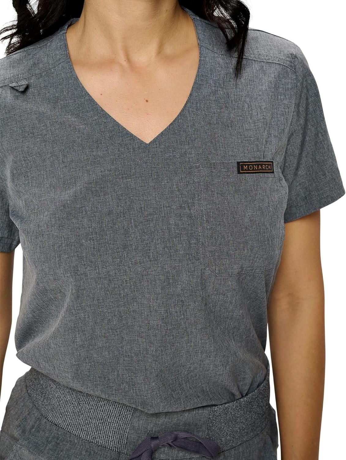 Monarch Uniforms Women's Scrub Top One Pocket Tuck-In Scrub Top - Heather Gray