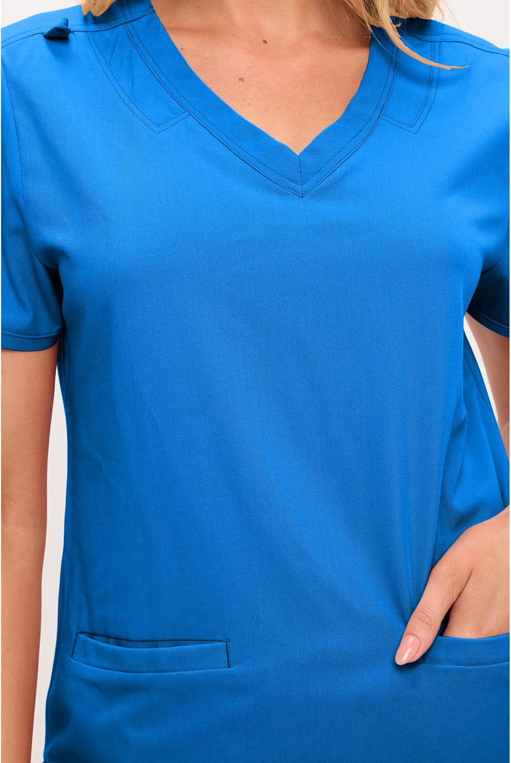 Monarch Uniforms Women's Scrub Top – Comfortable Stretch V-Neck Medical Shirt with Pockets - Royal Blue