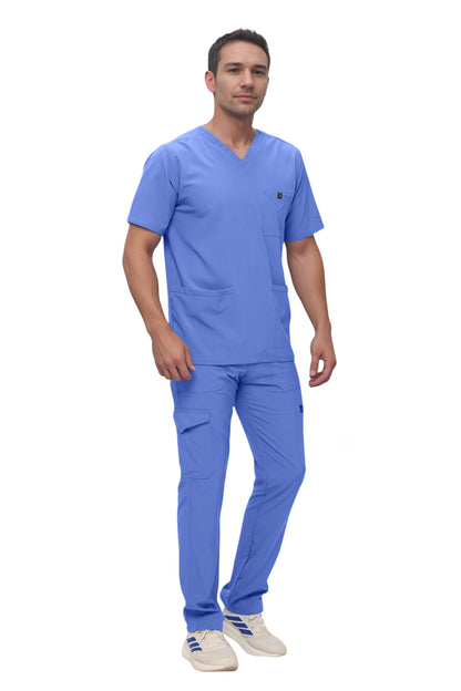 Monarch Uniforms Men's Scrub Set V-Neck Scrub Sets with Nine Large Pockets