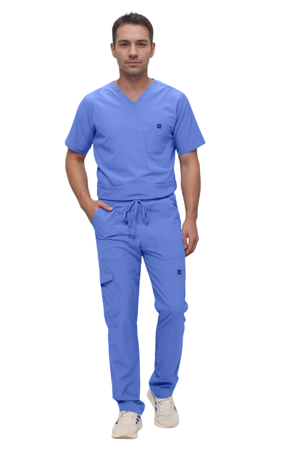 Monarch Uniforms Men's Scrub Set V-Neck Scrub Sets with Nine Large Pockets