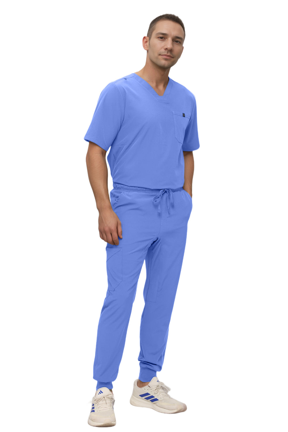 Monarch Uniforms Men's Jogger Scrub Set Tuck-in Scrubs for Men with Jogger Pants and One Pocket Top
