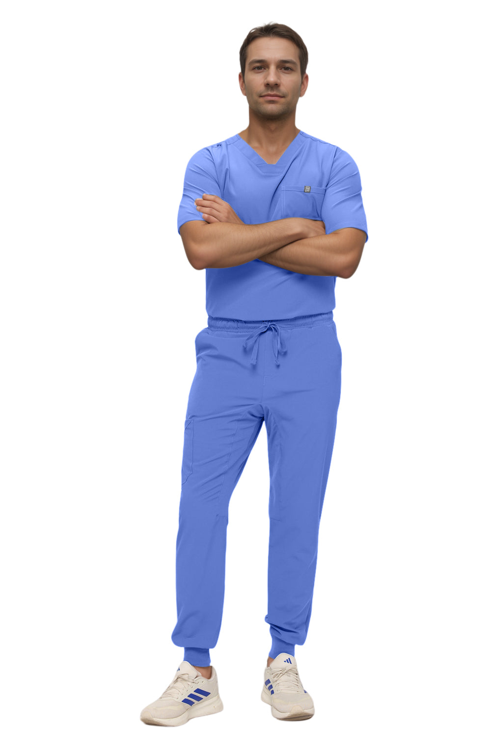 Monarch Uniforms Men's Jogger Scrub Set Tuck-in Scrubs for Men with Jogger Pants and One Pocket Top