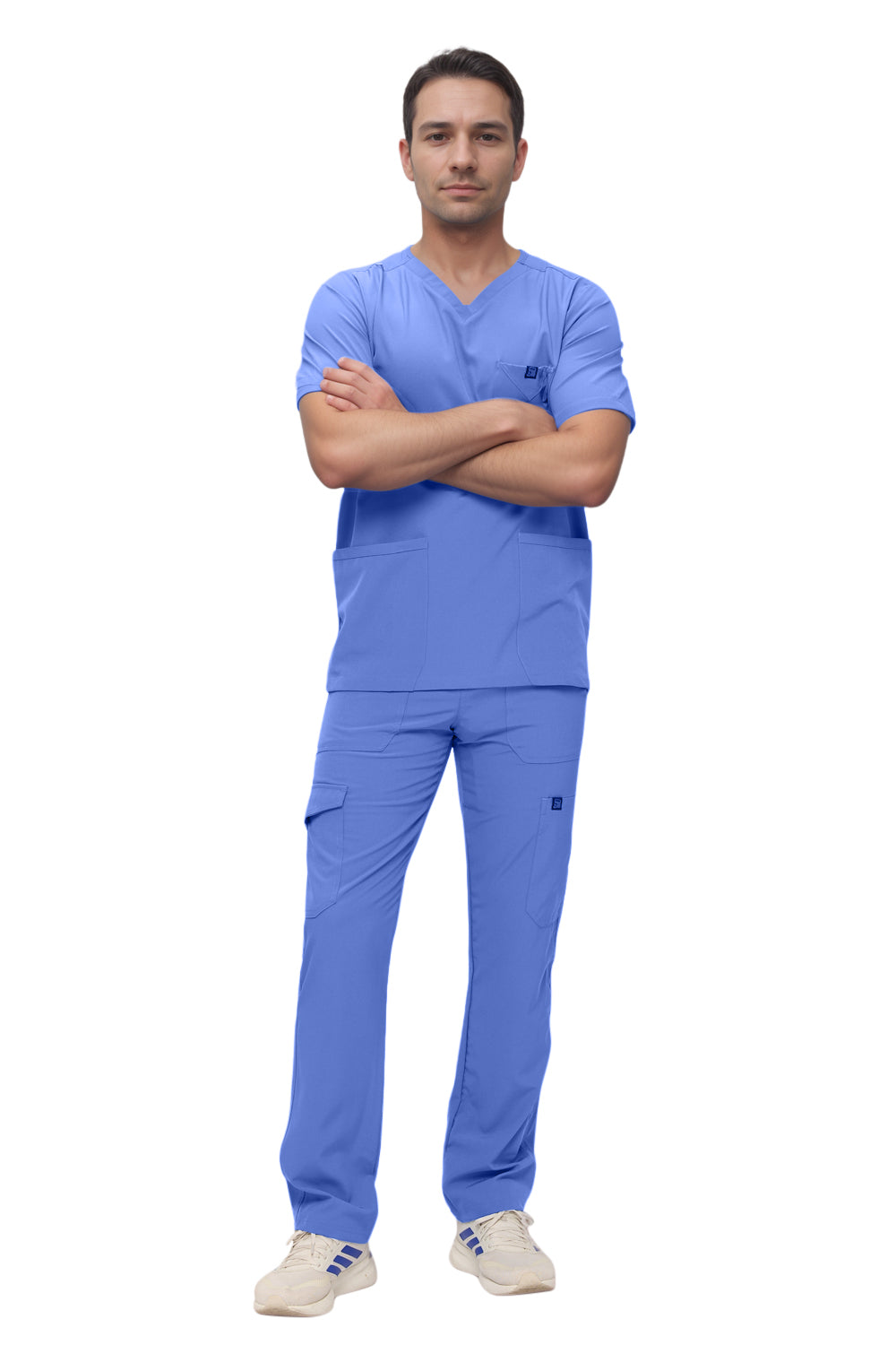 Monarch Uniforms Men's Scrub Set V-Neck Scrub Sets with Nine Large Pockets
