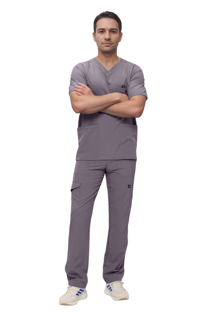 Monarch Uniforms Men's Scrub Set V-Neck Scrub Sets with Nine Large Pockets