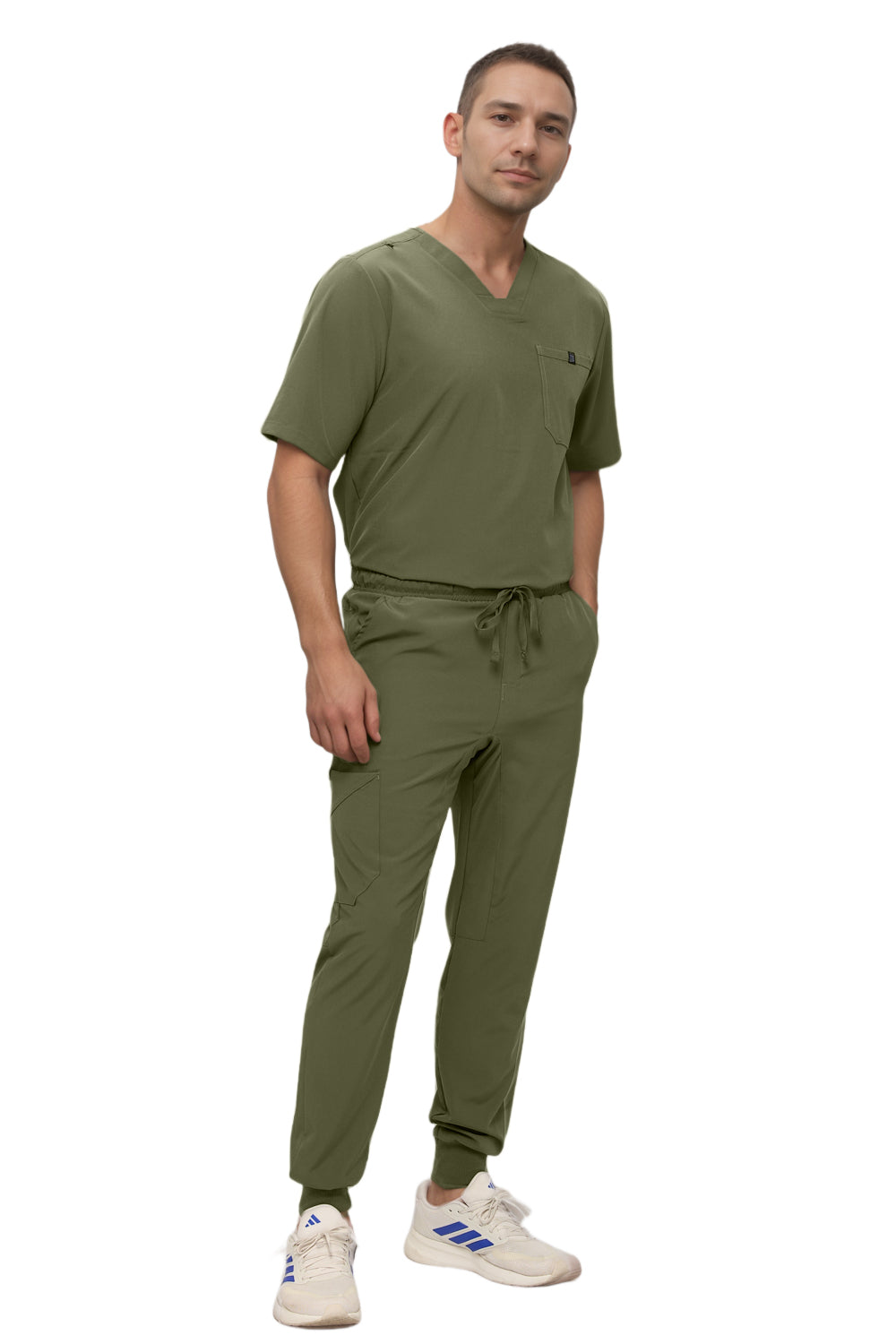 Monarch Uniforms Men's Jogger Scrub Set Tuck-in Scrubs for Men with Jogger Pants and One Pocket Top