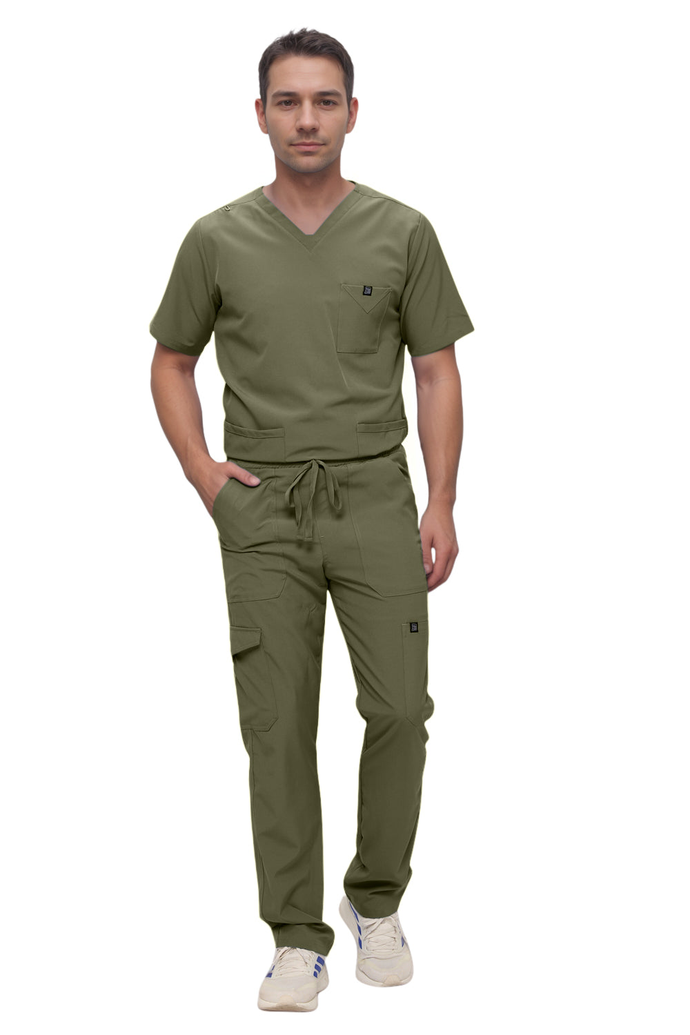 Monarch Uniforms Men's Scrub Set V-Neck Scrub Sets with Nine Large Pockets