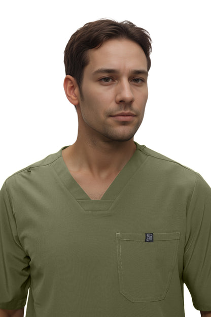 Monarch Uniforms Men's Jogger Scrub Set Tuck-in Scrubs for Men with Jogger Pants and One Pocket Top