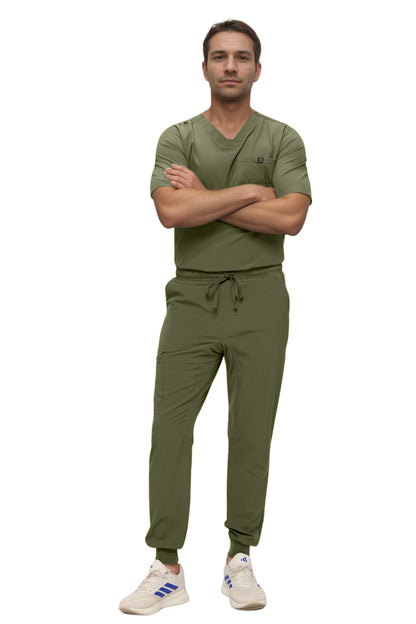 Monarch Uniforms Men's Jogger Scrub Set Tuck-in Scrubs for Men with Jogger Pants and One Pocket Top