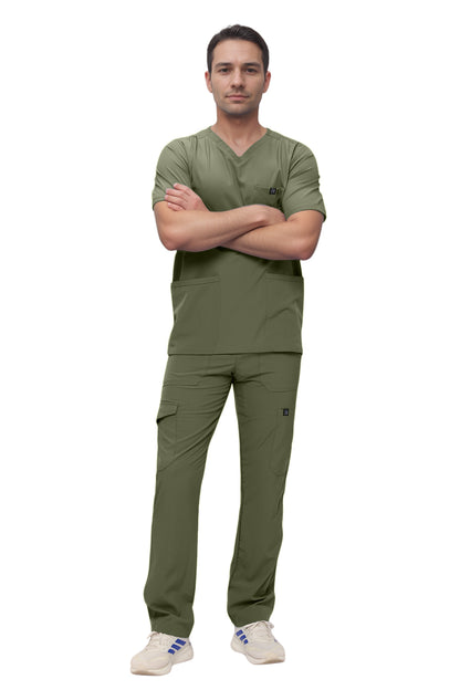 Monarch Uniforms Men's Scrub Set V-Neck Scrub Sets with Nine Large Pockets