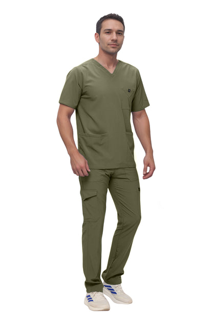 Monarch Uniforms Men's Scrub Set V-Neck Scrub Sets with Nine Large Pockets