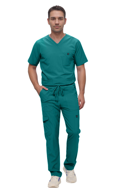 Monarch Uniforms Men's Scrub Set V-Neck Scrub Sets with Nine Large Pockets