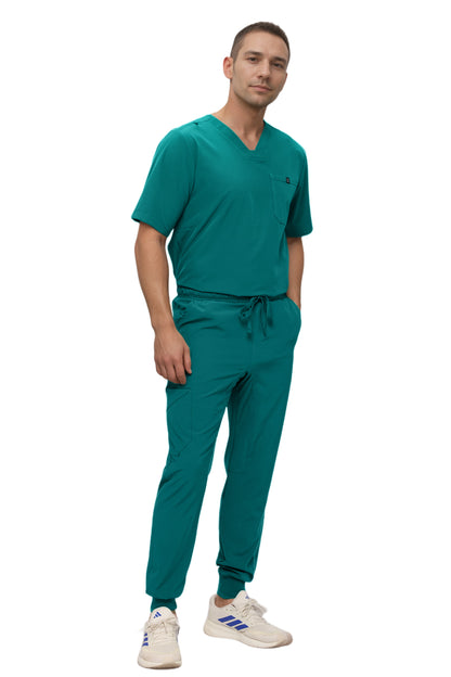 Monarch Uniforms Men's Jogger Scrub Set Tuck-in Scrubs for Men with Jogger Pants and One Pocket Top