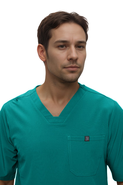 Monarch Uniforms Men's Jogger Scrub Set Tuck-in Scrubs for Men with Jogger Pants and One Pocket Top