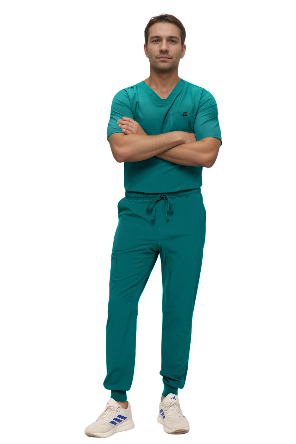 Monarch Uniforms Men's Jogger Scrub Set Tuck-in Scrubs for Men with Jogger Pants and One Pocket Top