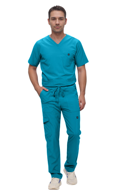 Monarch Uniforms Men's Scrub Set V-Neck Scrub Sets with Nine Large Pockets
