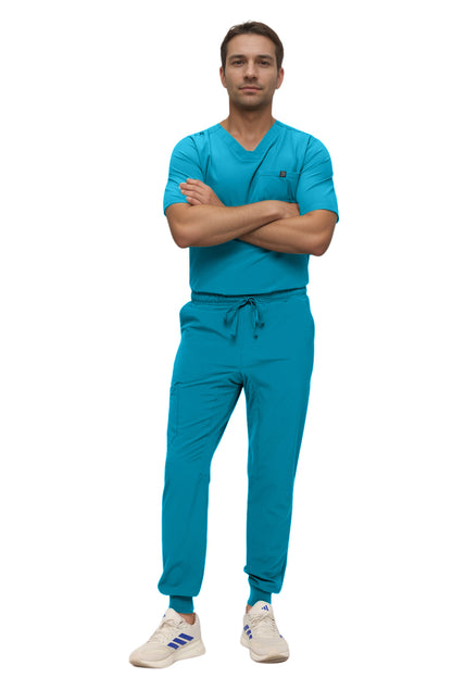 Monarch Uniforms Men's Jogger Scrub Set Tuck-in Scrubs for Men with Jogger Pants and One Pocket Top