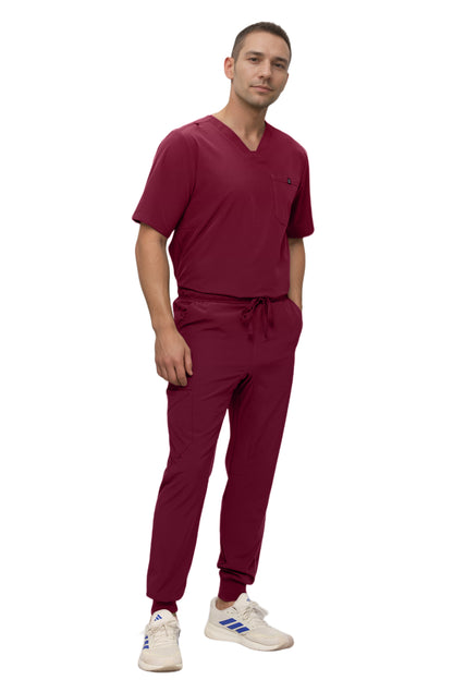 Monarch Uniforms Men's Jogger Scrub Set Tuck-in Scrubs for Men with Jogger Pants and One Pocket Top
