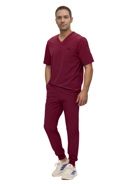 Monarch Uniforms Men's Jogger Scrub Set Tuck-in Scrubs for Men with Jogger Pants and One Pocket Top
