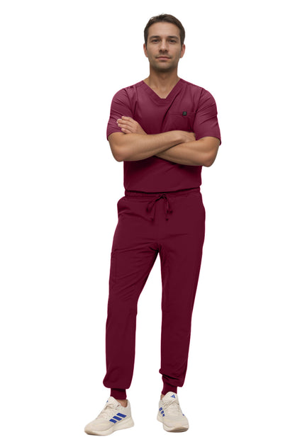 Monarch Uniforms Men's Jogger Scrub Set Tuck-in Scrubs for Men with Jogger Pants and One Pocket Top