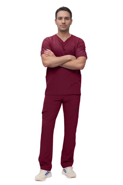 Monarch Uniforms Men's Scrub Set V-Neck Scrub Sets with Nine Large Pockets