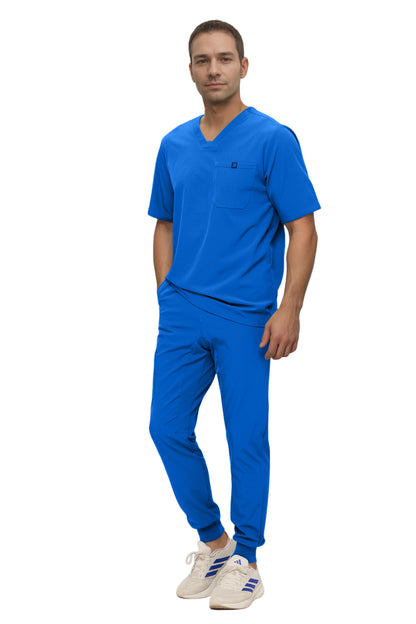 Monarch Uniforms Men's Jogger Scrub Set Tuck-in Scrubs for Men with Jogger Pants and One Pocket Top