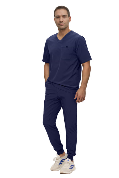 Monarch Uniforms Men's Jogger Scrub Set Tuck-in Scrubs for Men with Jogger Pants and One Pocket Top
