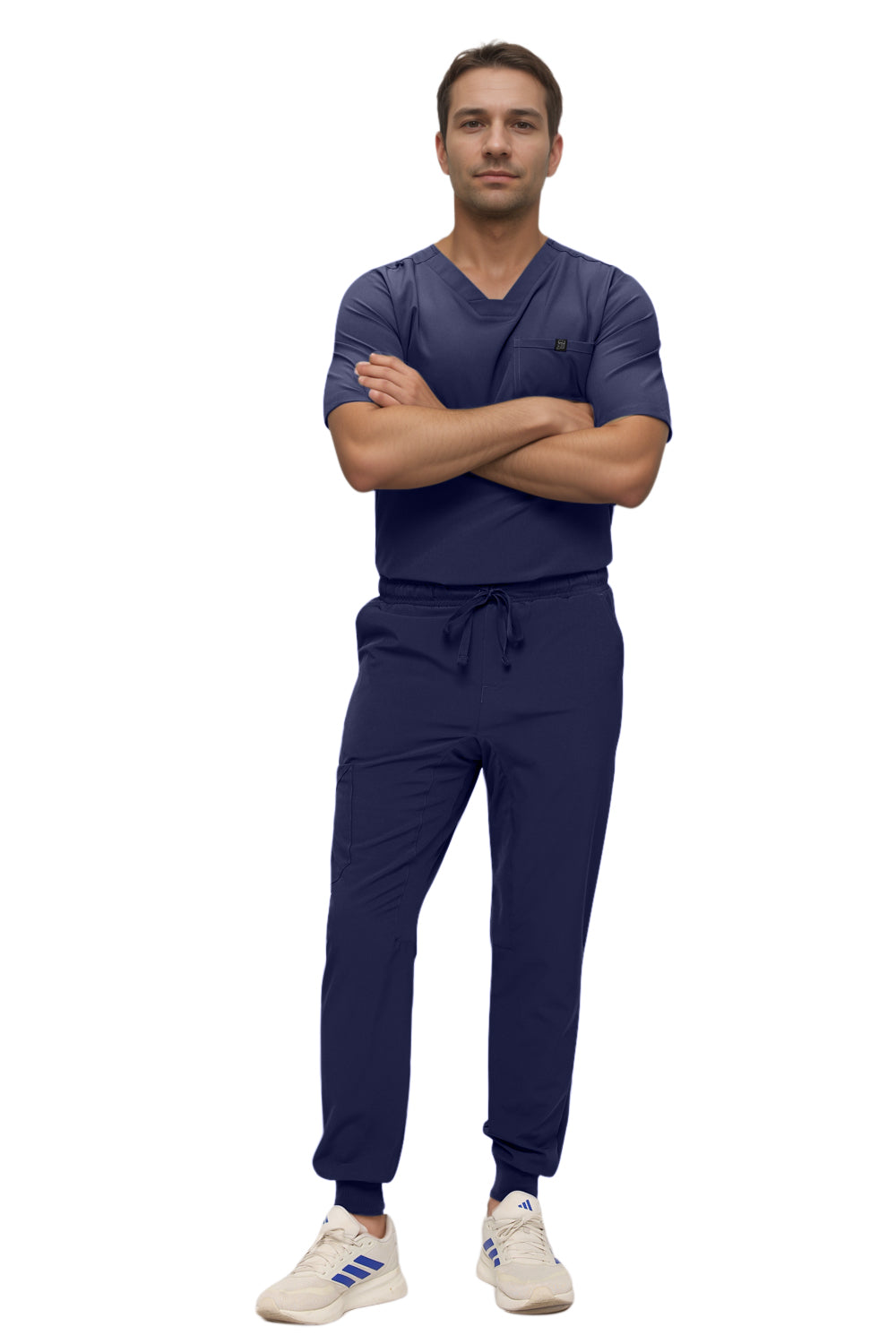 Monarch Uniforms Men's Jogger Scrub Set Tuck-in Scrubs for Men with Jogger Pants and One Pocket Top