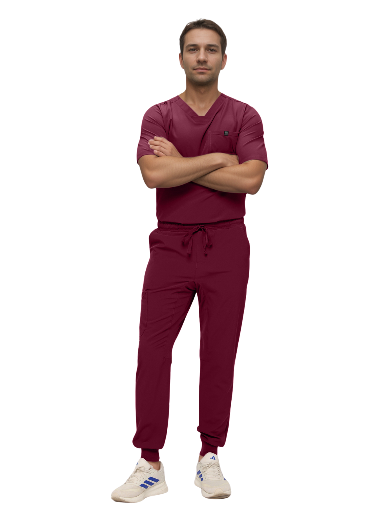 Monarch Uniforms Men's Jogger Scrub Set Tuck-in Scrubs for Men with Jogger Pants and One Pocket Top