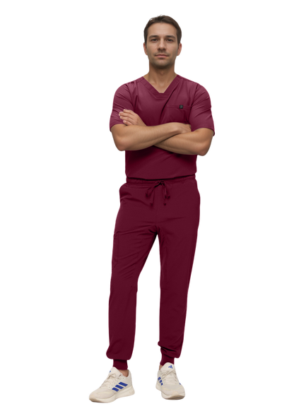 Monarch Uniforms Men's Jogger Scrub Set Tuck-in Scrubs for Men with Jogger Pants and One Pocket Top