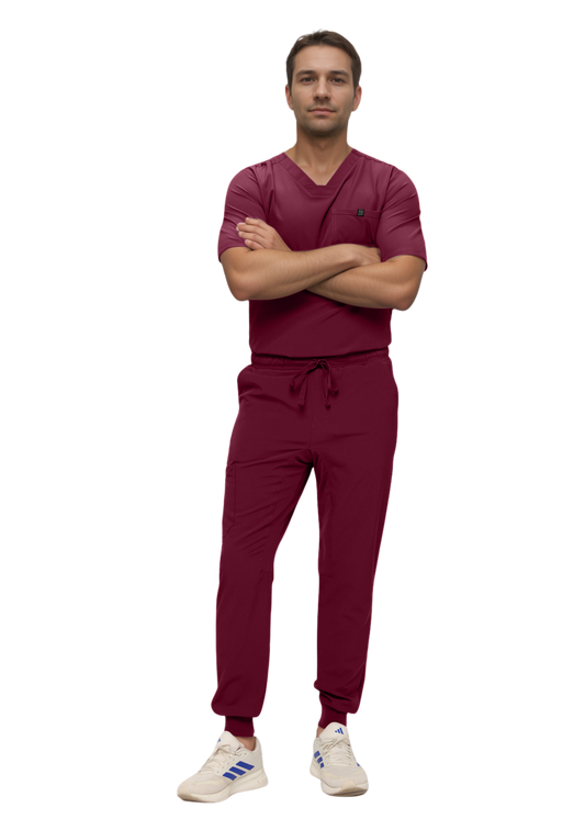 Monarch Uniforms Men's Jogger Scrub Set Tuck-in Scrubs for Men with Jogger Pants and One Pocket Top