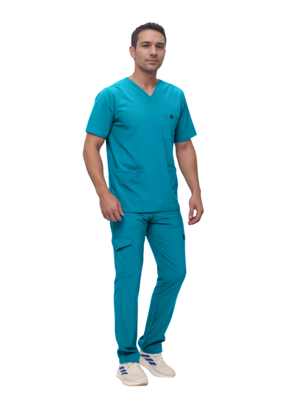Monarch Uniforms Men's Scrub Set V-Neck Scrub Sets with Nine Large Pockets