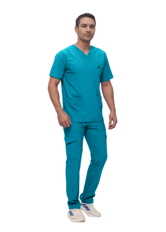 Monarch Uniforms Men's Scrub Set V-Neck Scrub Sets with Nine Large Pockets