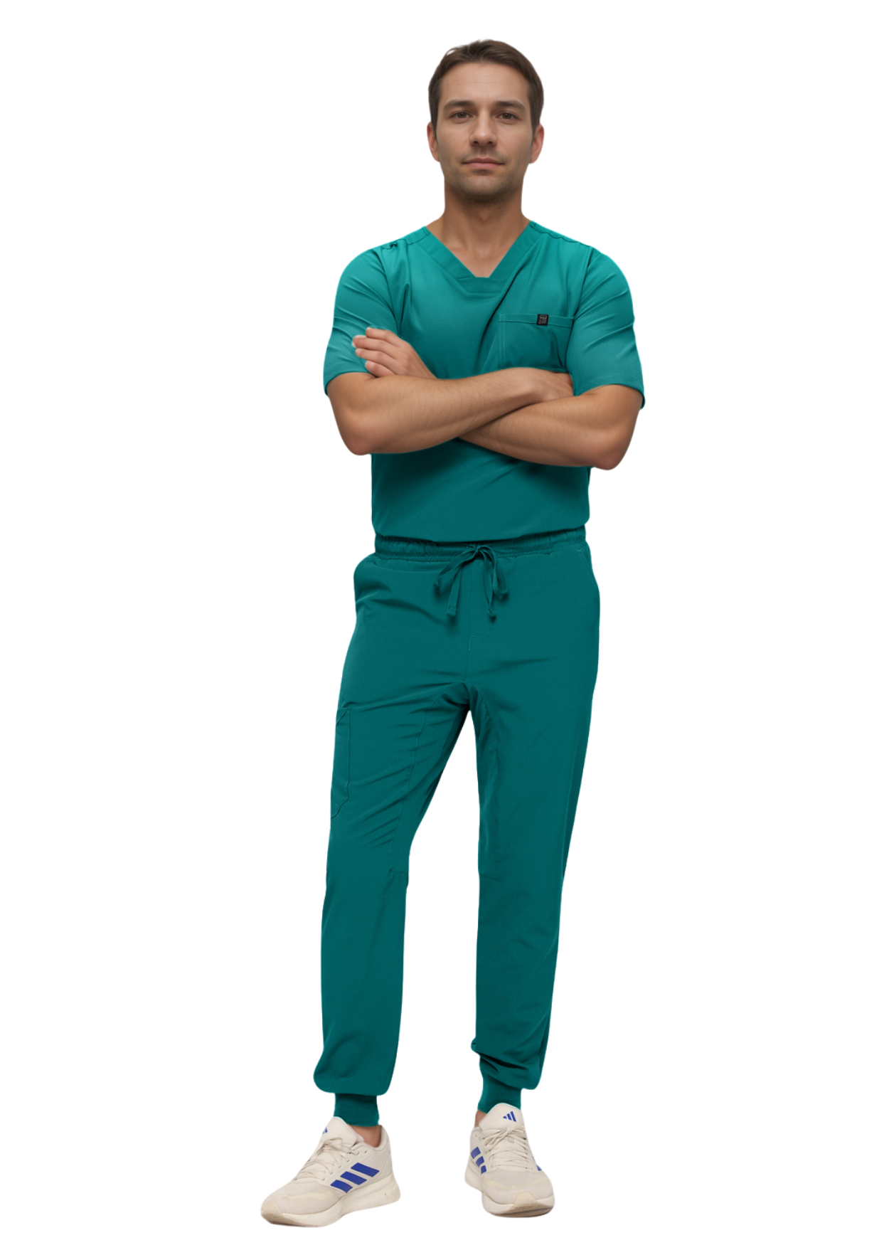 Monarch Uniforms Men's Jogger Scrub Set Tuck-in Scrubs for Men with Jogger Pants and One Pocket Top