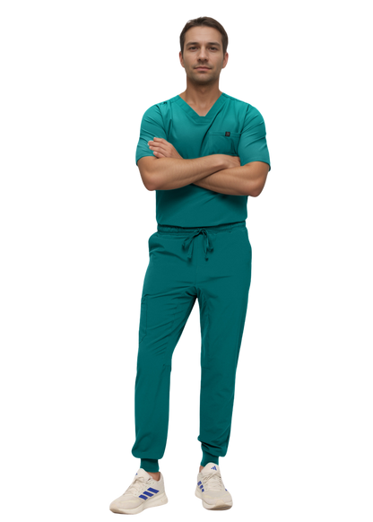 Monarch Uniforms Men's Jogger Scrub Set Tuck-in Scrubs for Men with Jogger Pants and One Pocket Top