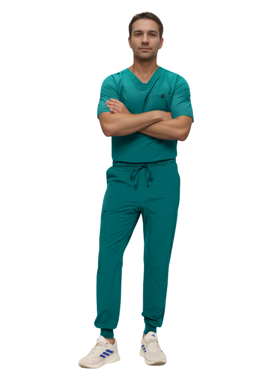 Monarch Uniforms Men's Jogger Scrub Set Tuck-in Scrubs for Men with Jogger Pants and One Pocket Top