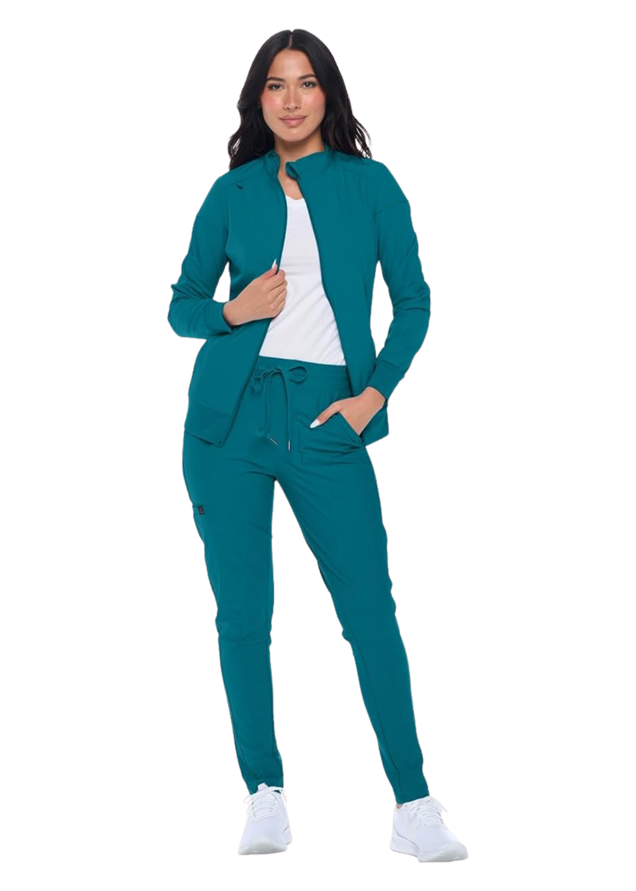 Women's Scrub Jacket Zippered Warm-up Jacket