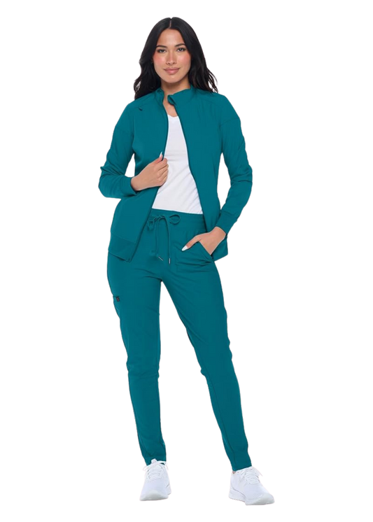 Women's Scrub Jacket Zippered Warm-up Jacket