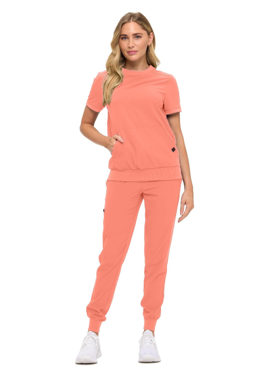 Women’s Scrub Set – Soft Stretch Fabric, Modern Fit Jogger Pants & Crew Neck Top
