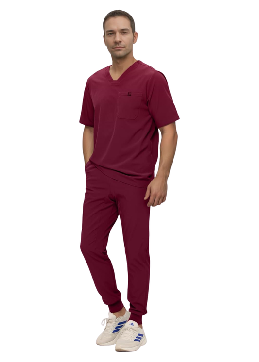 Monarch Uniforms Men's Jogger Scrub Set Tuck-in Scrubs for Men with Jogger Pants and One Pocket Top