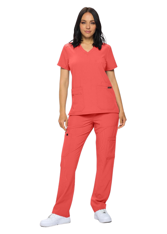 Monarch Uniforms Scrub Sets - Regular & Petite Stretchy Scrubs for Women - Set of Top & Pants