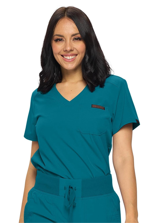 Monarch Uniforms Women's Scrub Top One Pocket Tuck-In Scrub Top