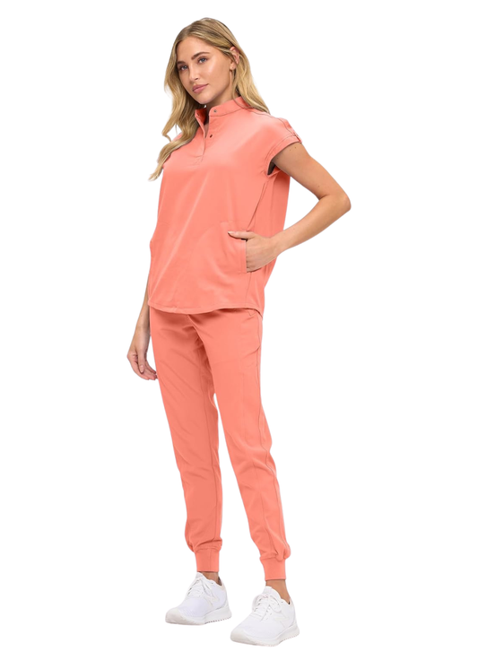Monarch Uniforms Women's Jogger Scrub Set with Oversized Scrub Top with Mandarin Collar