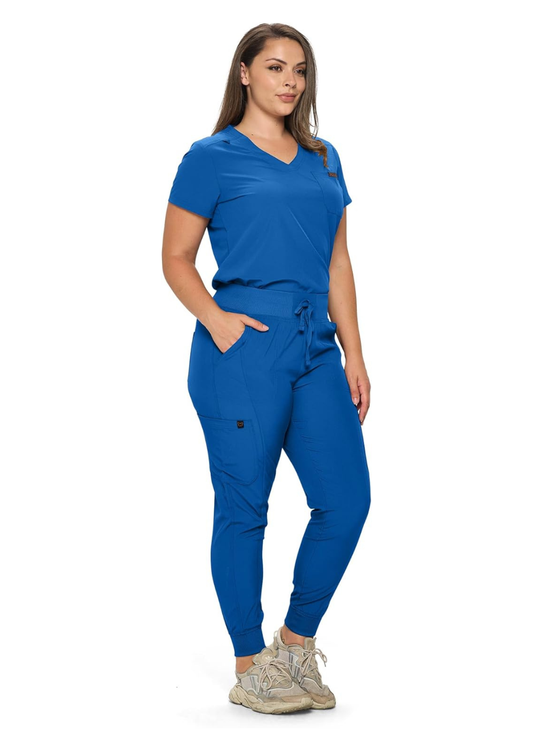 Monarch Uniforms Slim Fit Stretchy Scrubs Women's Jogger Scrub Set with Tuck-In Top